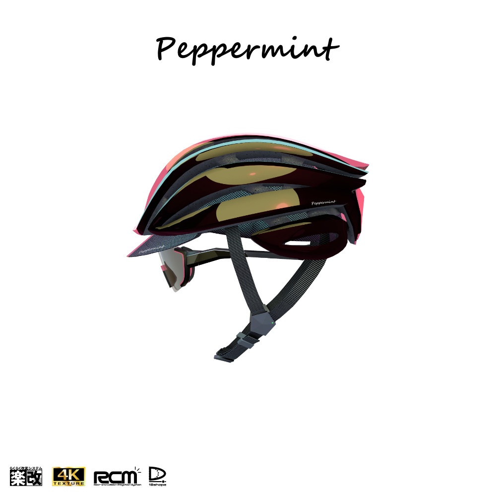 サイクリング用ギア 頭部3点+ビンディングシューズ 「Peppermint」