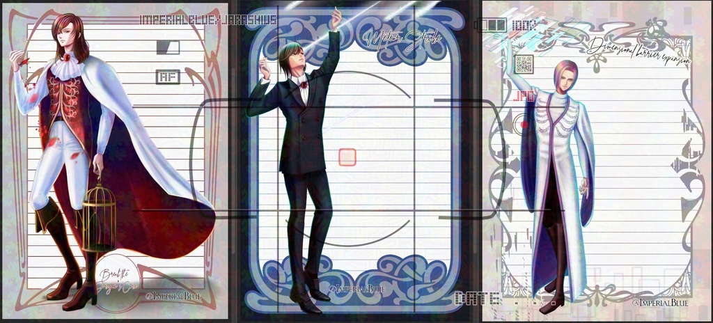 創作紳士魔法使い便箋【Three-colored Wizard】