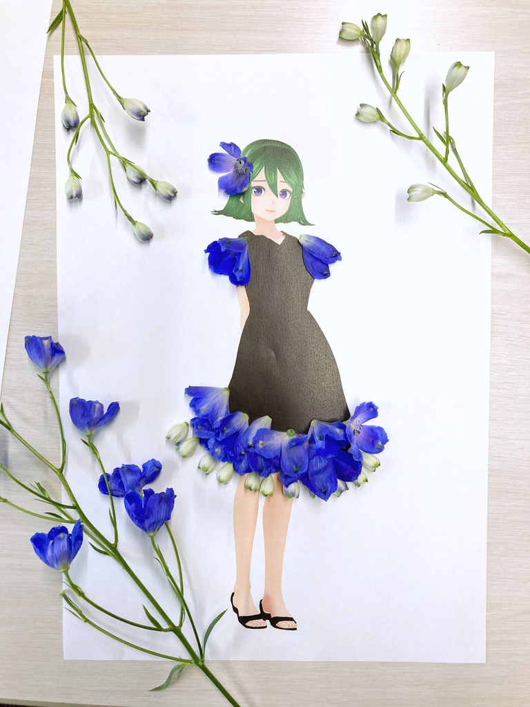 【無料配布】お花のドレスを作ろう！台紙