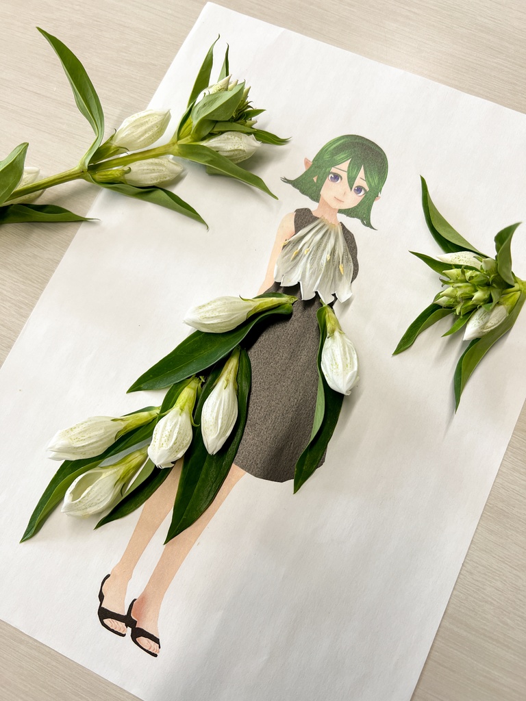 【無料配布】お花のドレスを作ろう!台紙