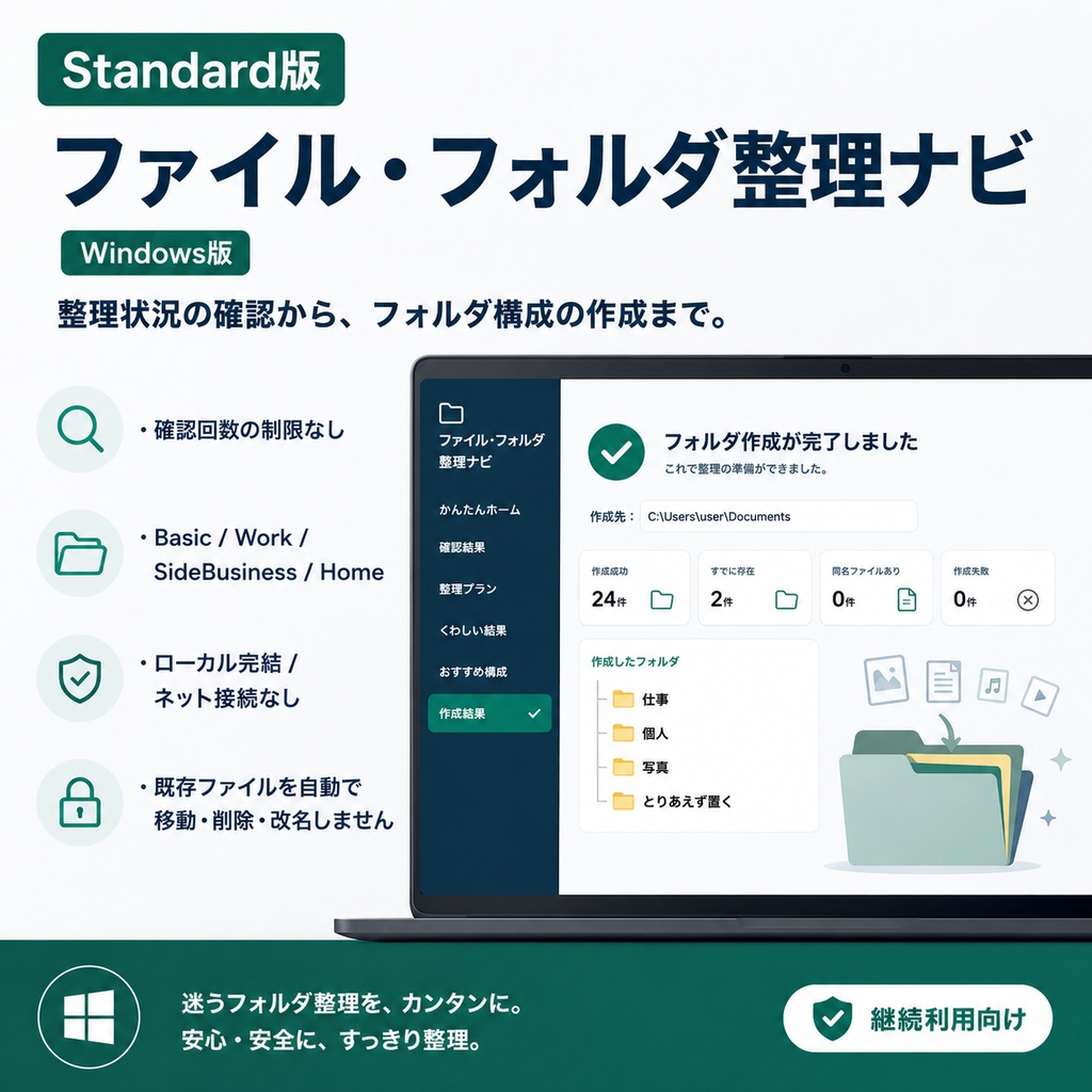 ファイル・フォルダ整理ナビ Standard版｜Windows・買い切り