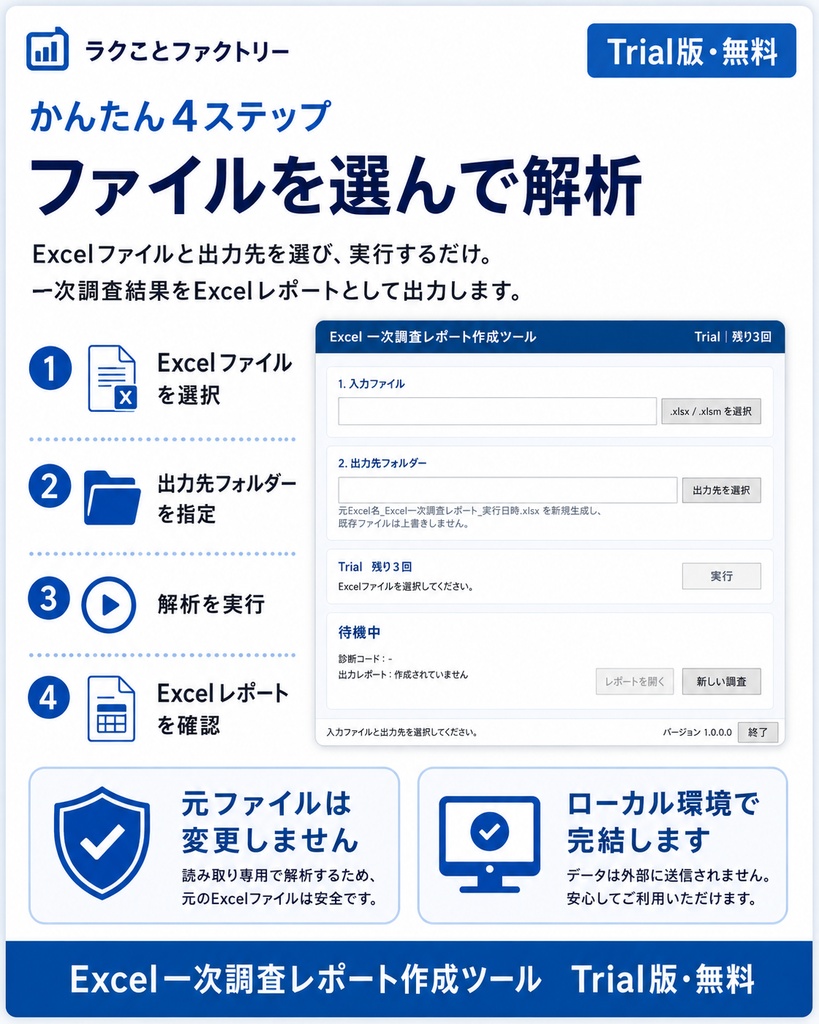 Excel一次調査レポート作成ツール Trial版【無料・3回まで】