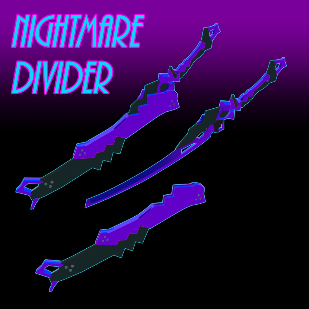 【VRC想定】NightmareDivider【刀3Dモデル】