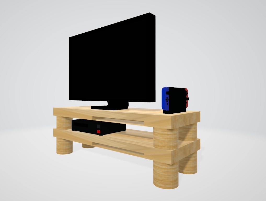 【無料】【3Dアセット】テレビデスク+テレビ本体+小物