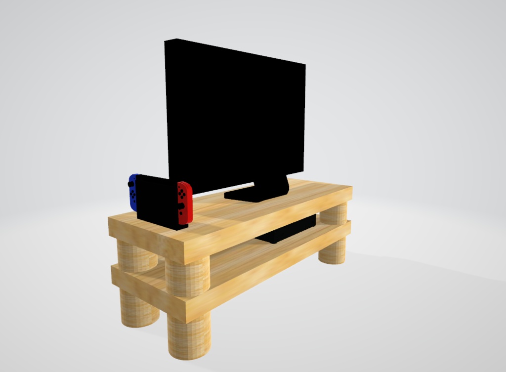 【無料】【3Dアセット】テレビデスク+テレビ本体+小物