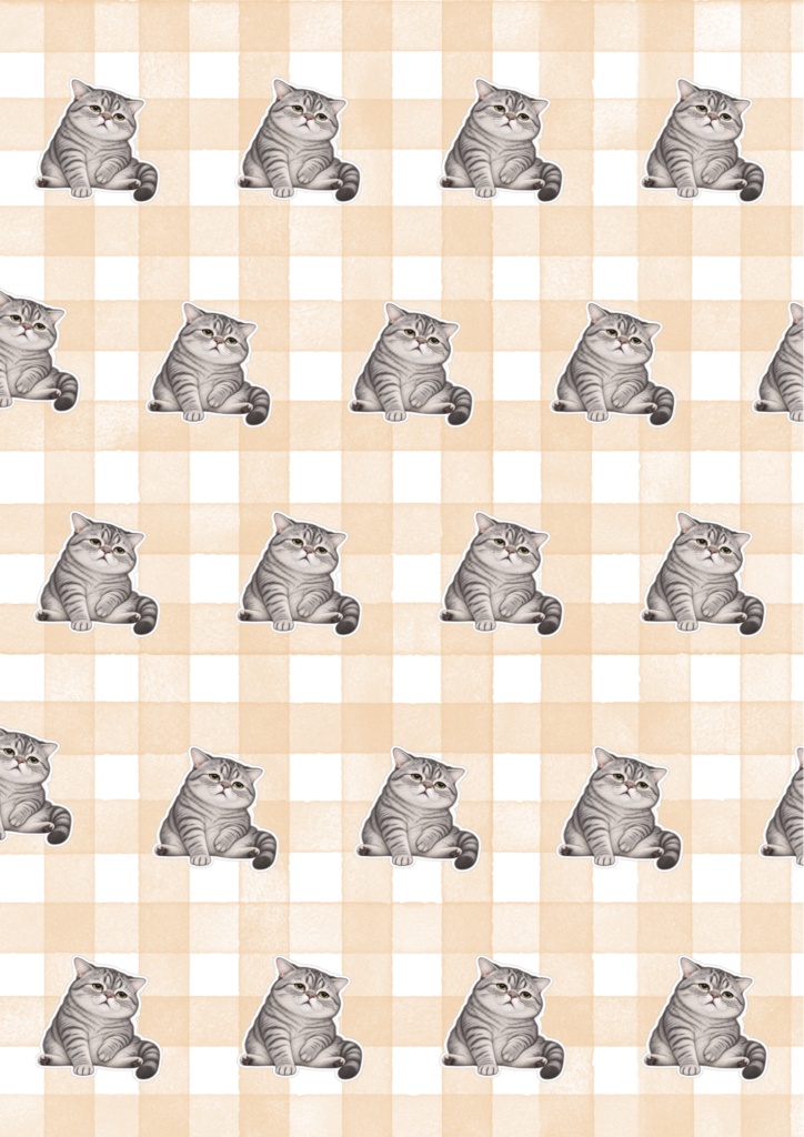 のんびり猫のデジタルペーパー|Chill Cat Digital Papers|5 Designs・A4 PDF