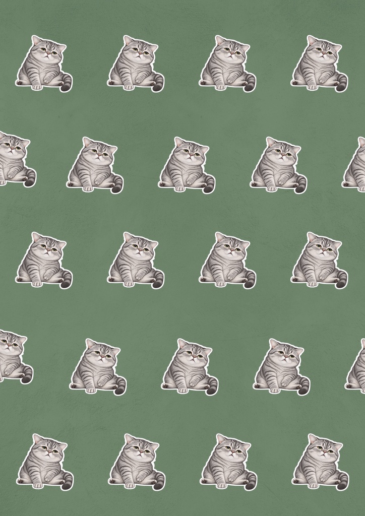 のんびり猫のデジタルペーパー|Chill Cat Digital Papers|5 Designs・A4 PDF