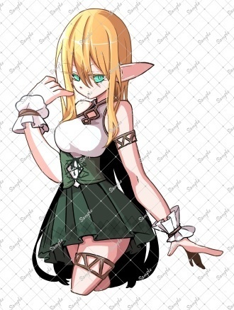 女エルフ　令嬢　　弓　立ち絵