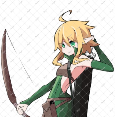 女　エルフ　弓　立ち絵
