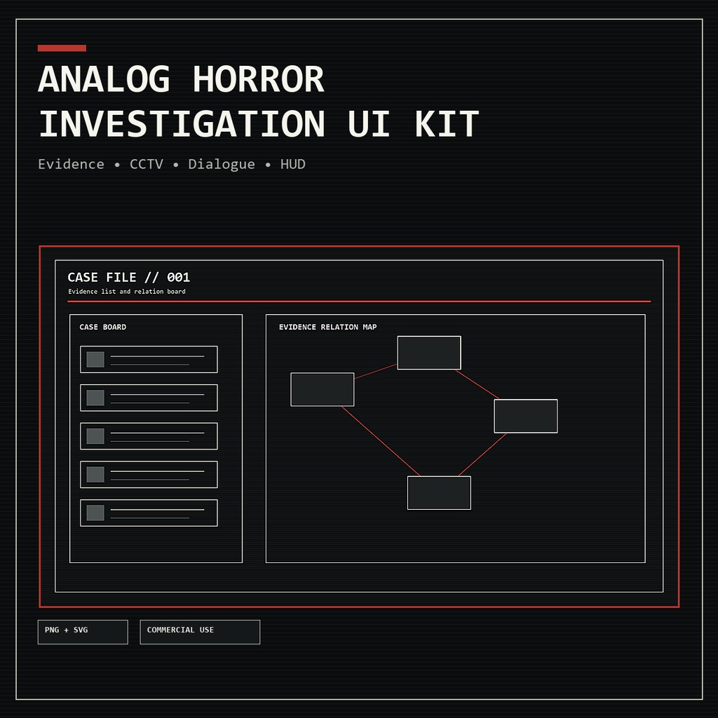 Analog Horror Investigation UI Kit｜ホラー・推理ゲーム向けUI素材
