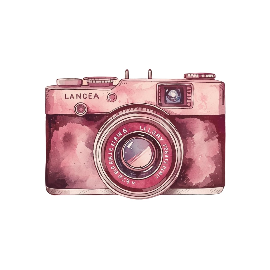 水彩アンティーク旅シリーズ/ピンクの可愛いクリップアート PNG(全8種)