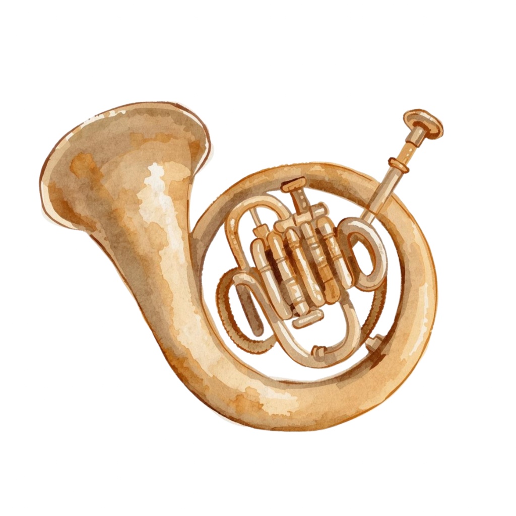 水彩アンティーク楽器クリップアートセット|オーケストラシリーズ(全12種)PNG
