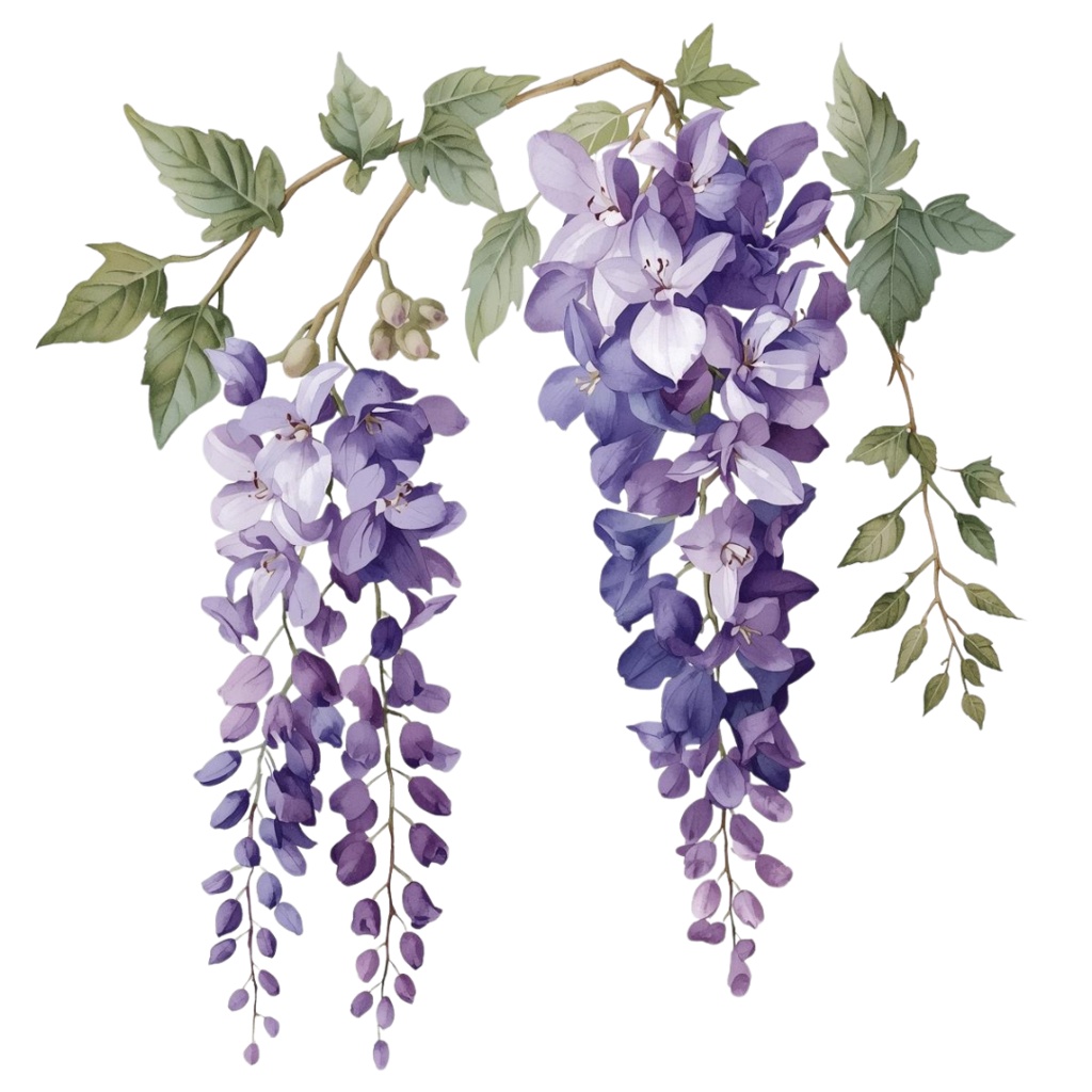 日本の季節の花シリーズ|アンティーク水彩クリップアート(全12種)|PNGデータ