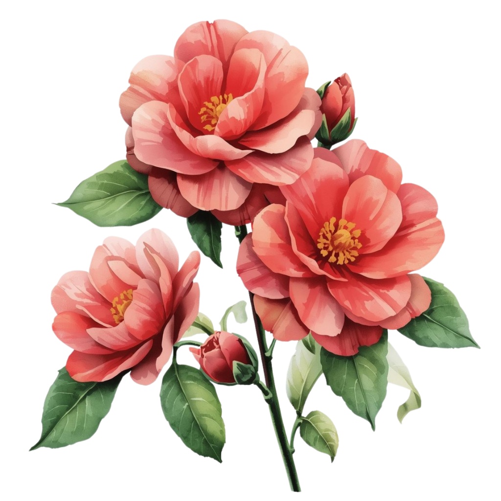 日本の季節の花シリーズ|アンティーク水彩クリップアート(全12種)|PNGデータ