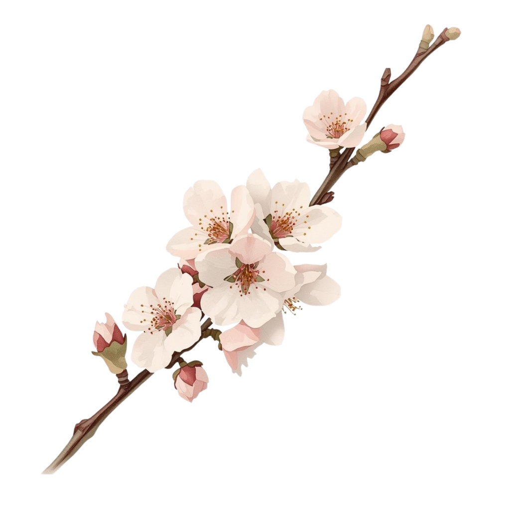 日本の季節の花シリーズ|アンティーク水彩クリップアート(全12種)|PNGデータ