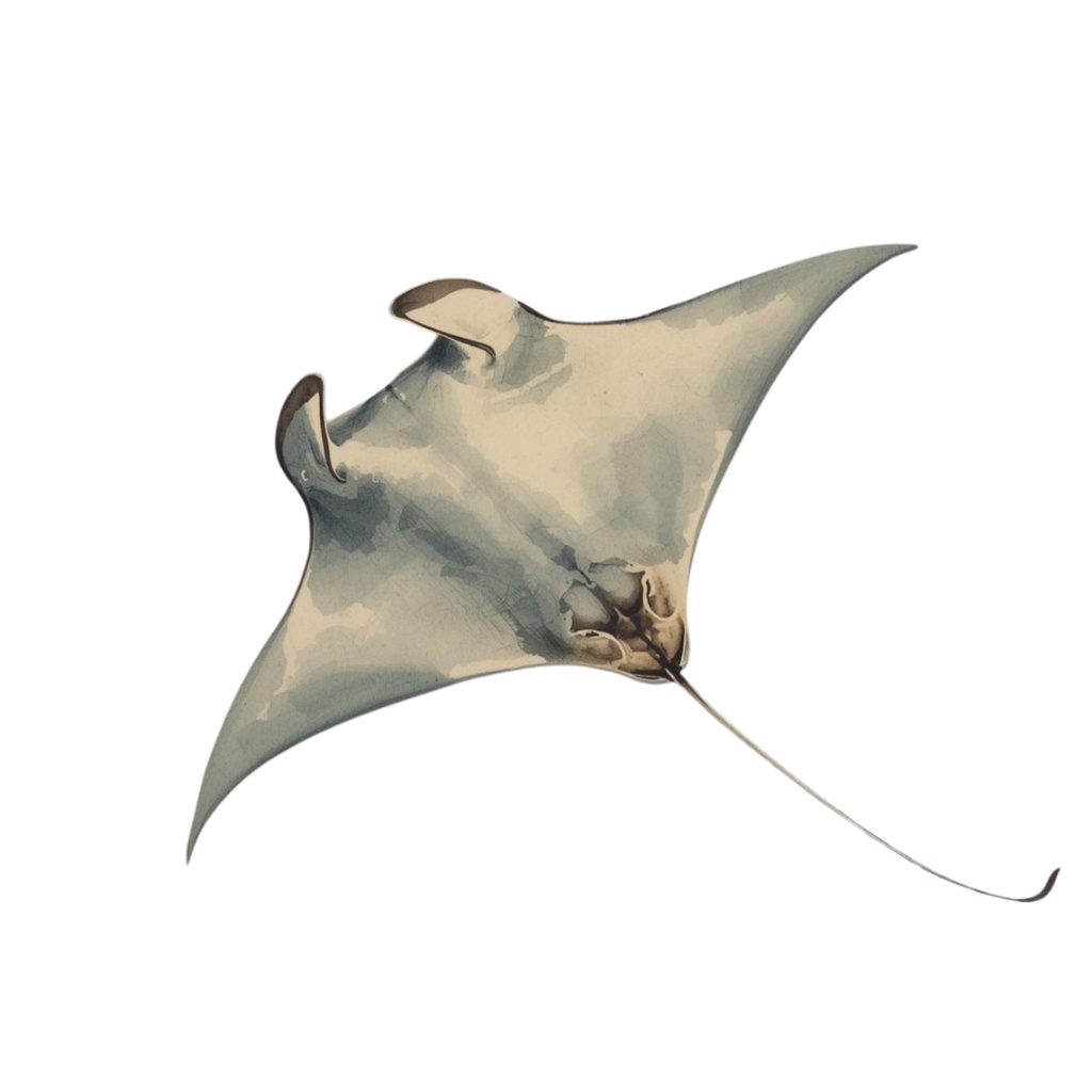 水彩アンティーク 水族館の生き物シリーズ|全12種類 PNGクリップアート