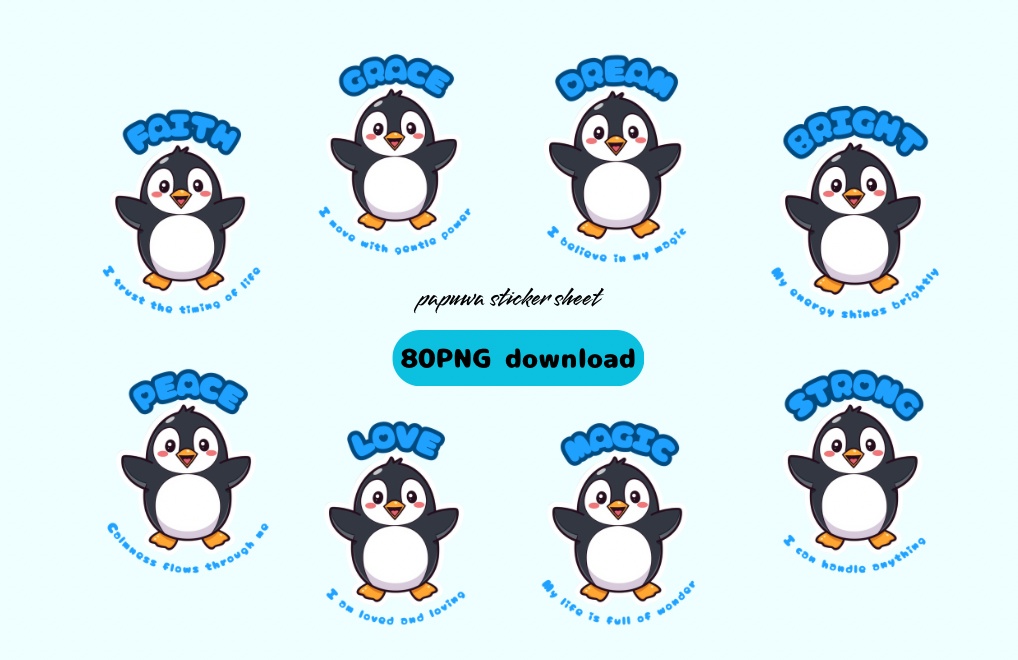 🌟ペンギンのアファメーションステッカーセット🐧✨
