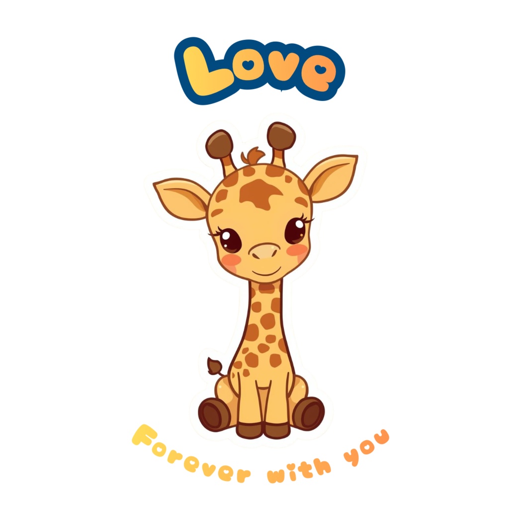 🦒✨80枚デジタルステッカー やさしい気持ちになれる キリンのアファメーション(透過PNG圧縮ZIPファイル) ✨🦒