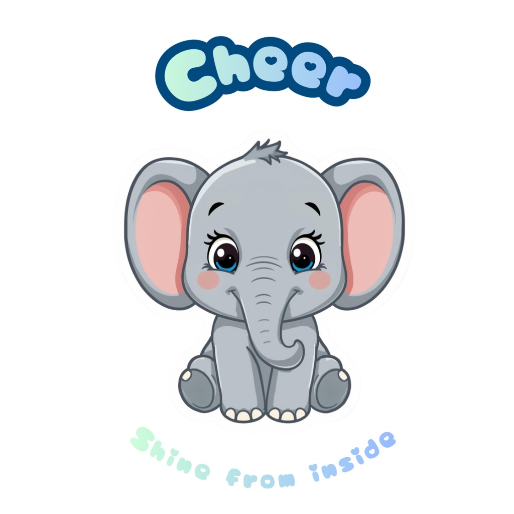 🐘✨ 80枚デジタルステッカー やさしく包み込む ゾウのアファメーション (PNG透過ZIP圧縮) ✨🐘