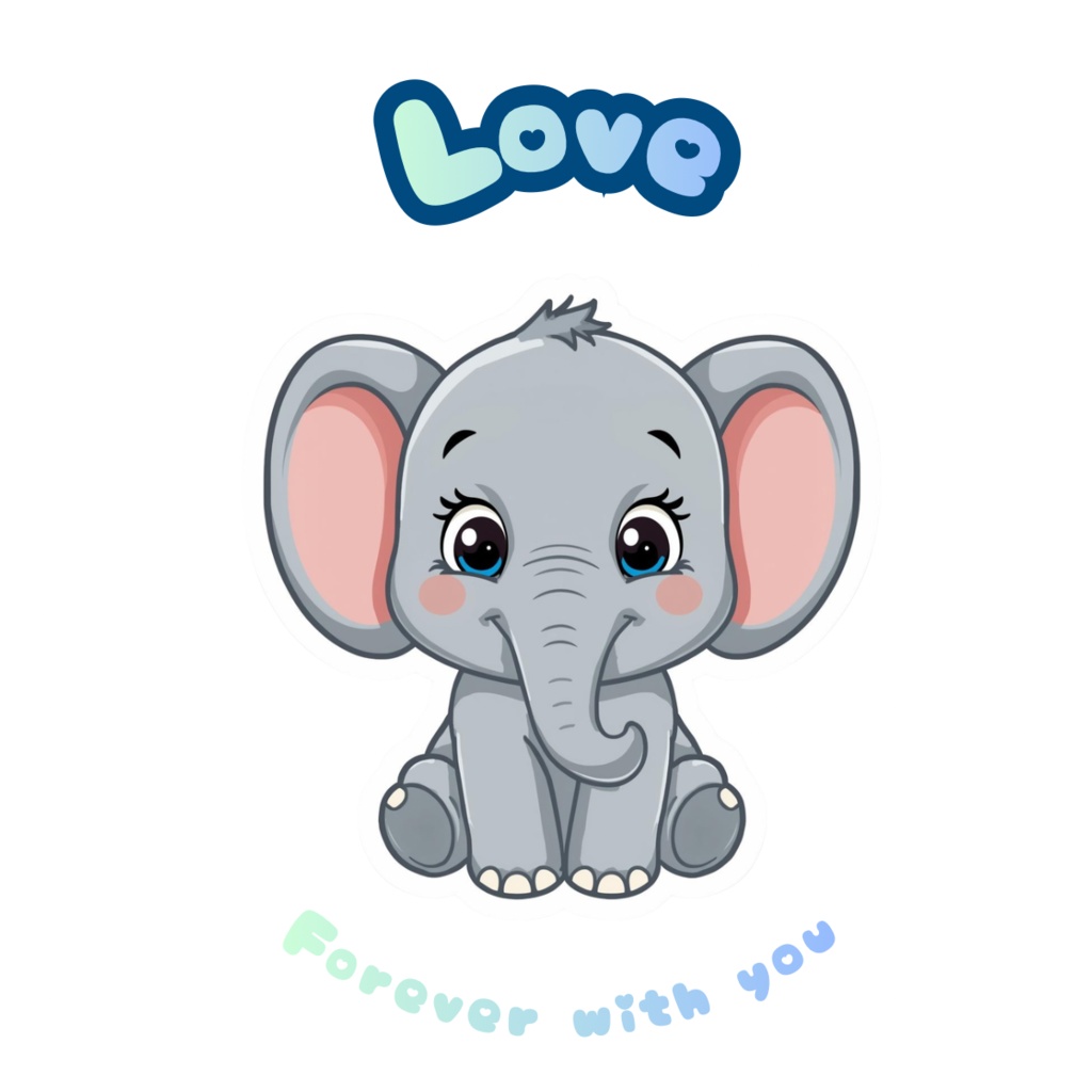 🐘✨ 80枚デジタルステッカー やさしく包み込む ゾウのアファメーション (PNG透過ZIP圧縮) ✨🐘