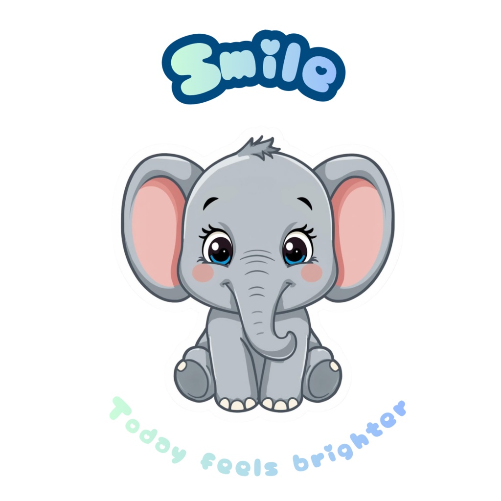 🐘✨ 80枚デジタルステッカー やさしく包み込む ゾウのアファメーション (PNG透過ZIP圧縮) ✨🐘