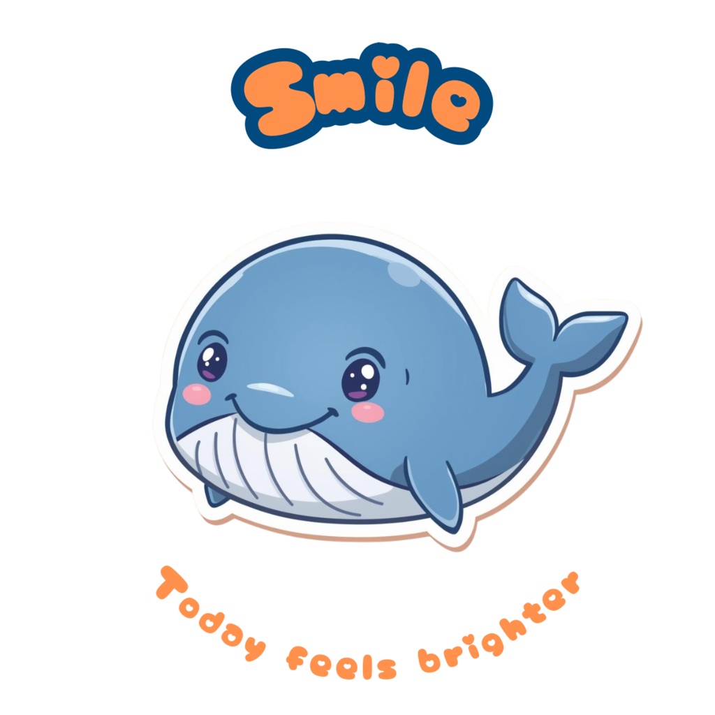 🐳✨ 80枚デジタルステッカー やさしく心を満たす クジラのアファメーション(PNG透過ZIP圧縮ファイル) ✨🐳