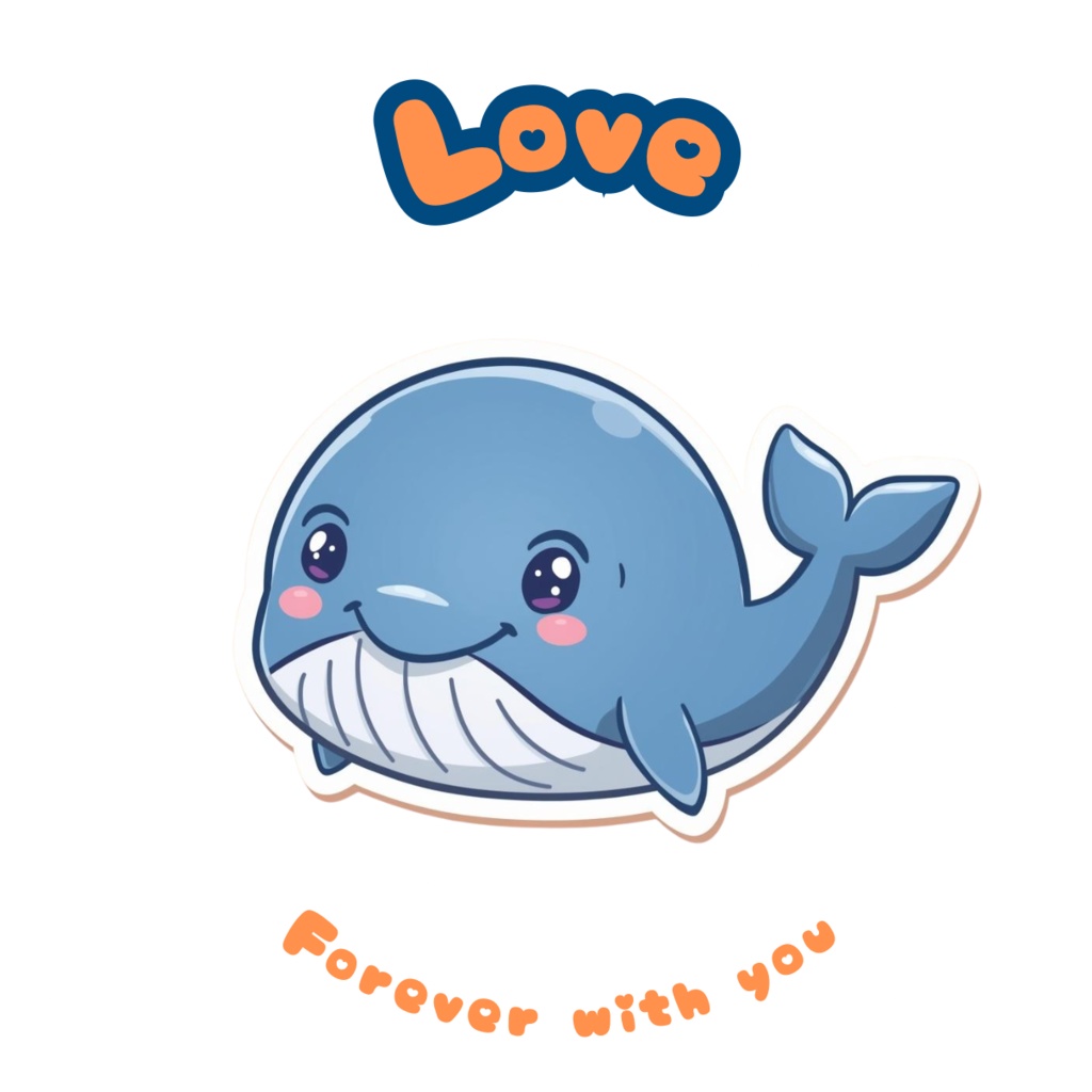 🐳✨ 80枚デジタルステッカー やさしく心を満たす クジラのアファメーション(PNG透過ZIP圧縮ファイル) ✨🐳