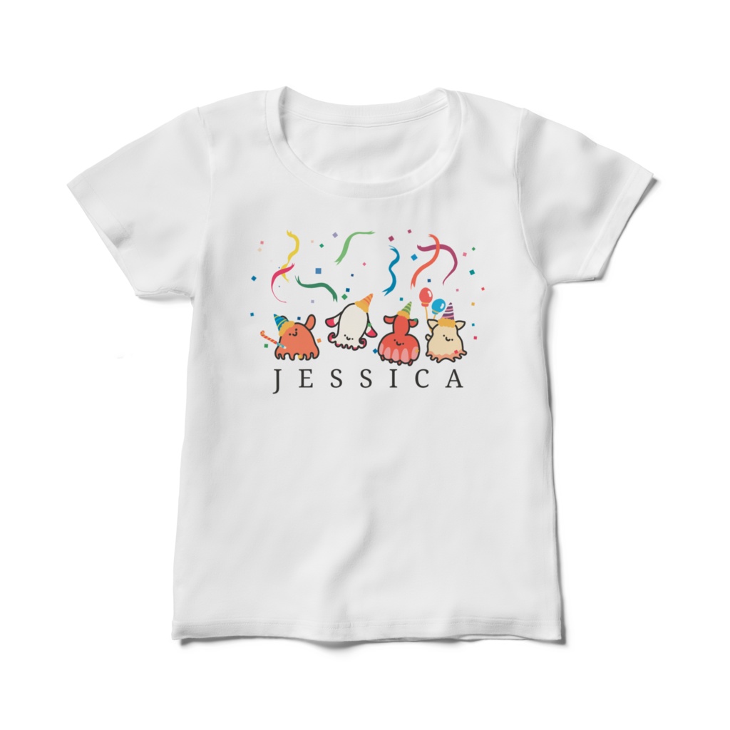 タコタコパーティーレディースTシャツ-ホワイト