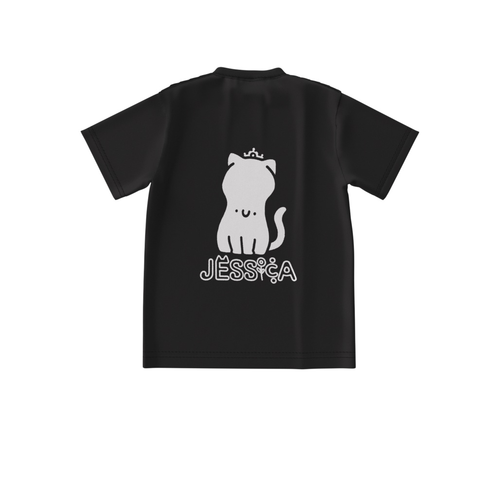 白猫姫ビッグシルエットTシャツ-ブラック