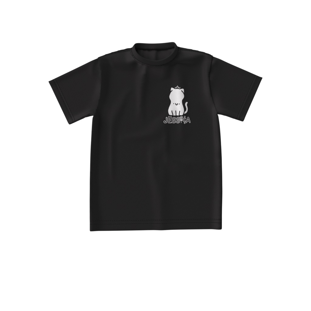 白猫姫ビッグシルエットTシャツ-ブラック