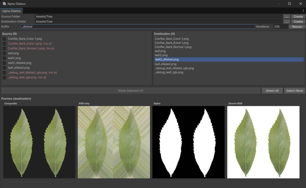 【無料】透過PNGの縁を境界の色で拡張するやつ/Alpha Dilation