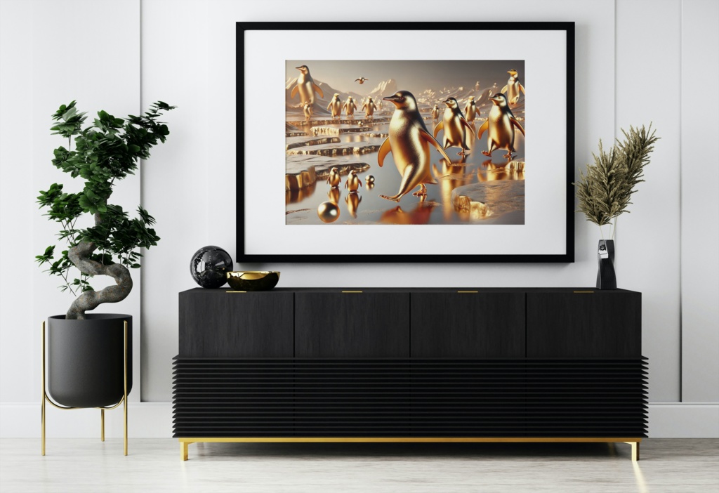 黄金のペンギンワールド | JPEG 300DPI : A2,A3,A4 |