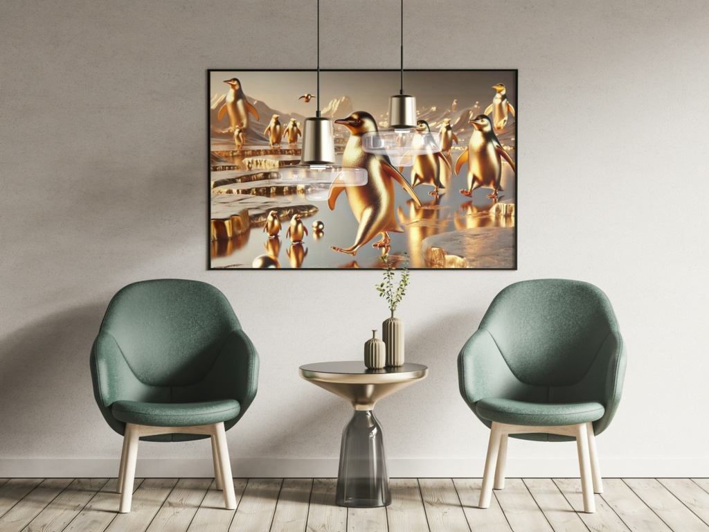 黄金のペンギンワールド | JPEG 300DPI : A2,A3,A4 |