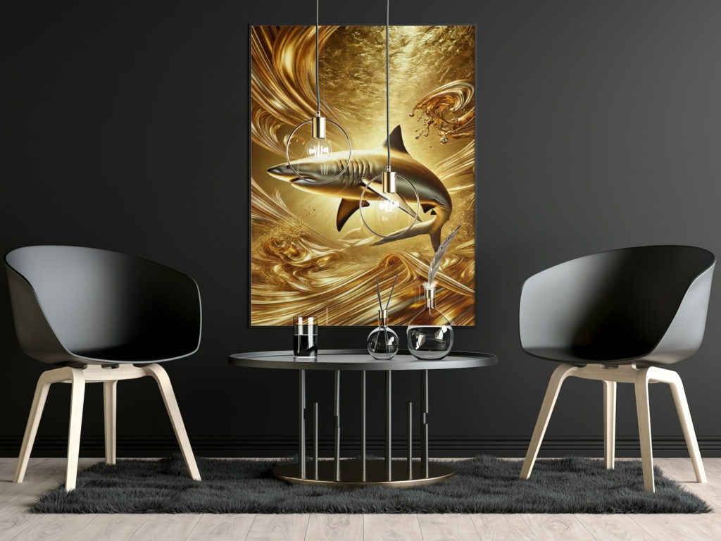 メタリックゴールドシャーク | JPEG 300DPI : A2,A3,A4 |