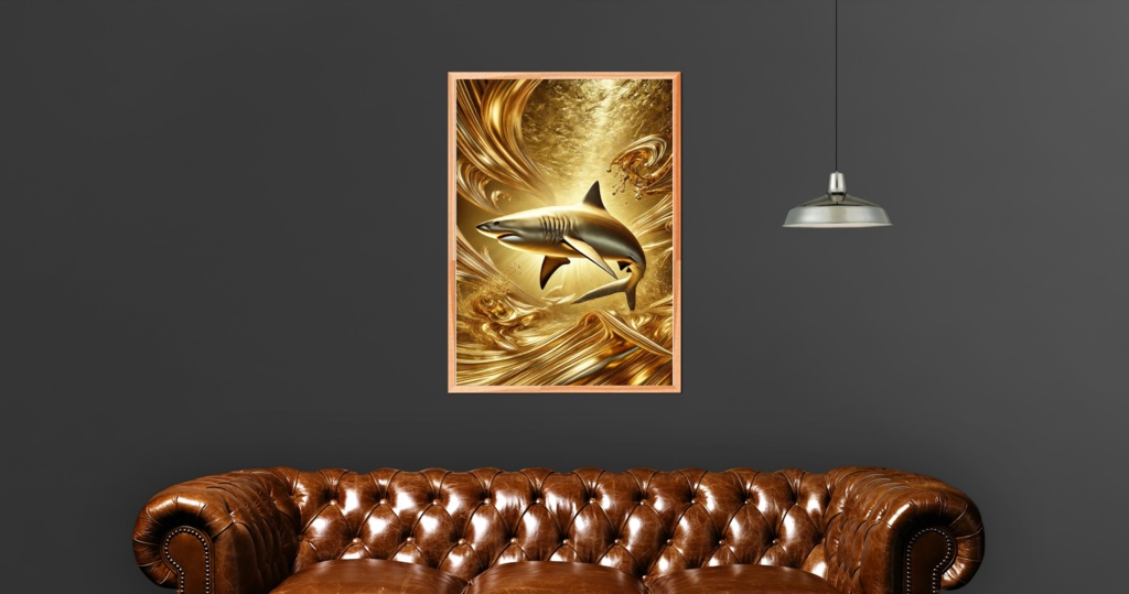 メタリックゴールドシャーク | JPEG 300DPI : A2,A3,A4 |