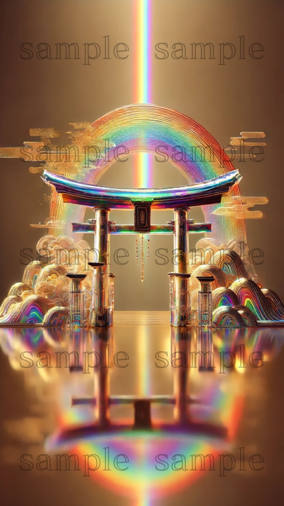 光彩に輝く聖なる鳥居　｜スマホ壁紙｜