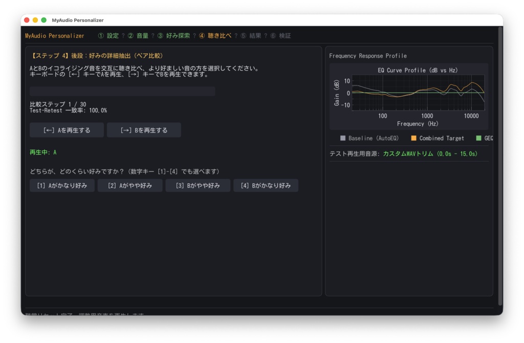 MyAudio Personalizer — ベイズ推定を用いたヘッドホンEQ最適化ツール