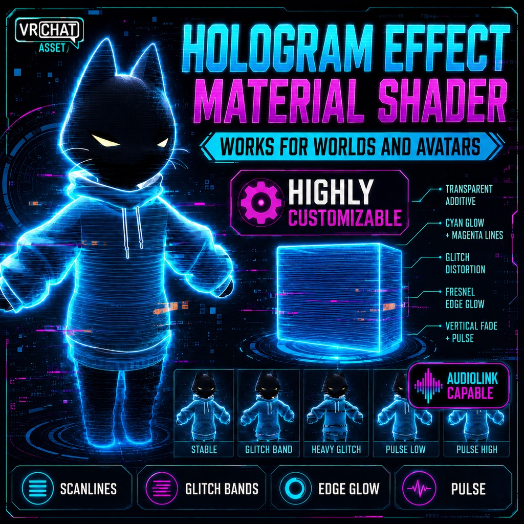VRChat Hologram Effect Material | Avatar & Worlds