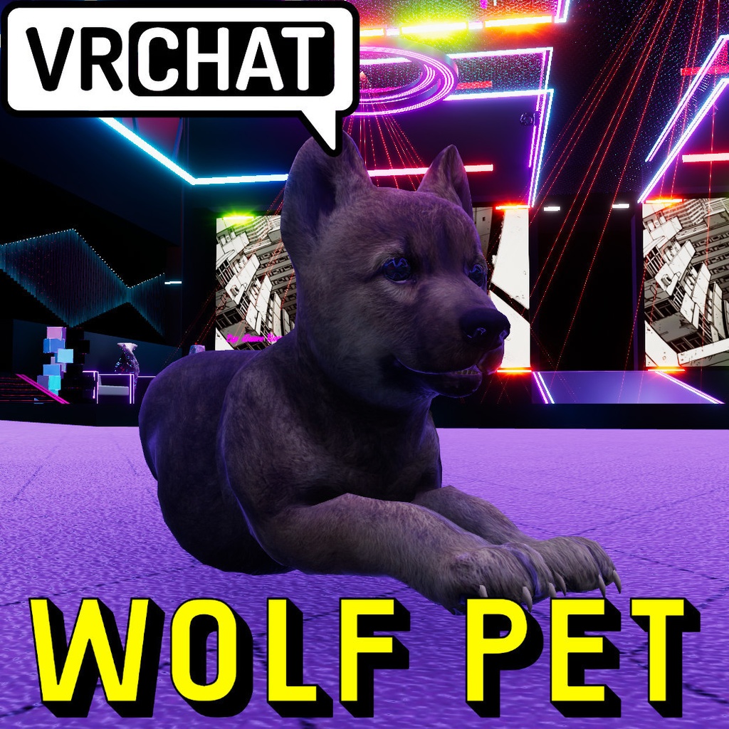 VRChat Gray Wolf Pup Pet World Asset