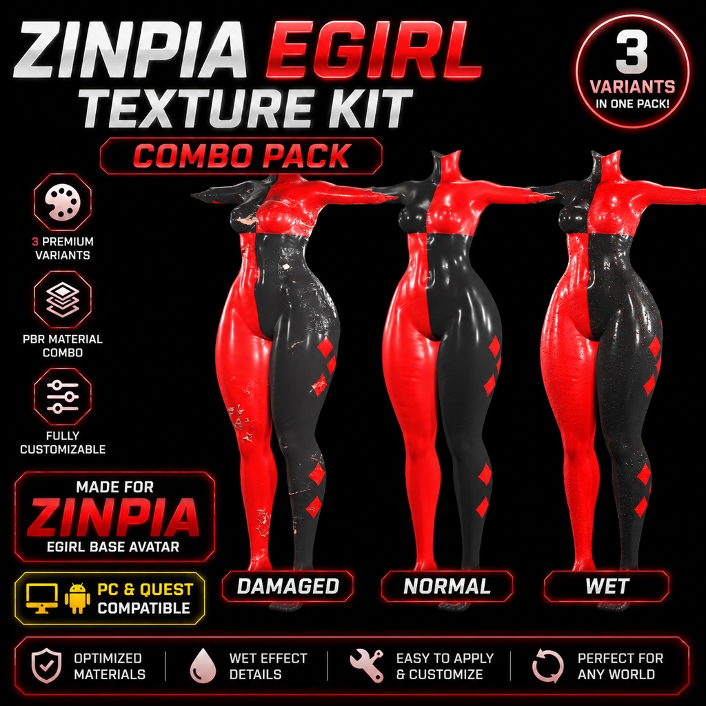 VRChat Zinpia Egirl Base Bodysuit Outfit 5 Combo Pack