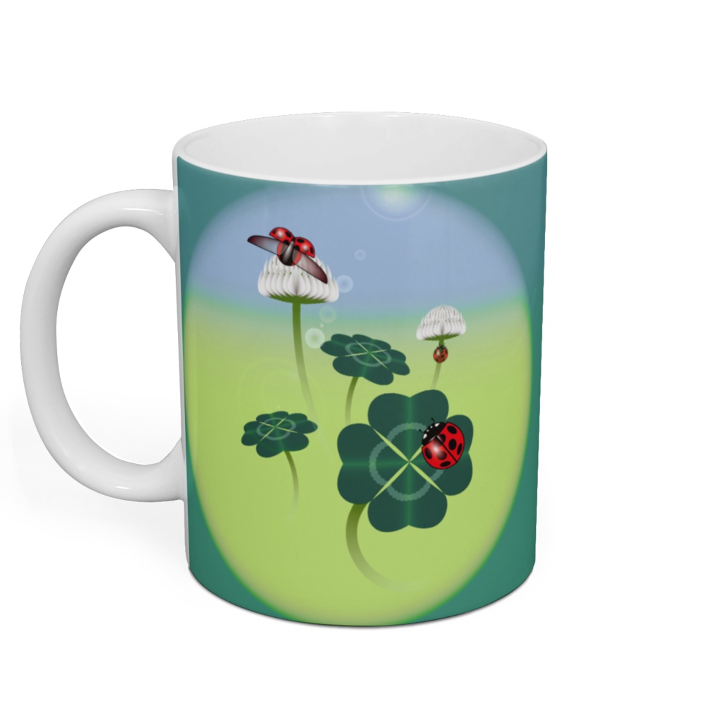 テントウムシと四つ葉のクローバー