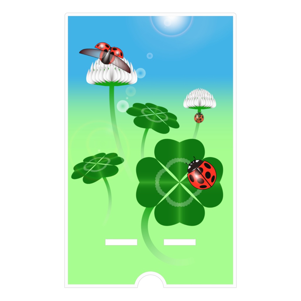 テントウムシと四つ葉のクローバー