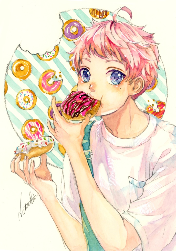 水彩原画 Donuts Na Moon Booth