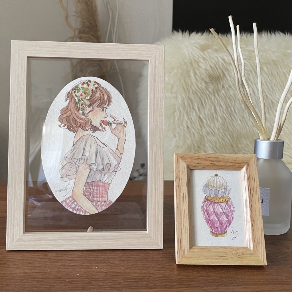 [水彩原画+ミニ原画]春の香りと春子さん　2枚セット