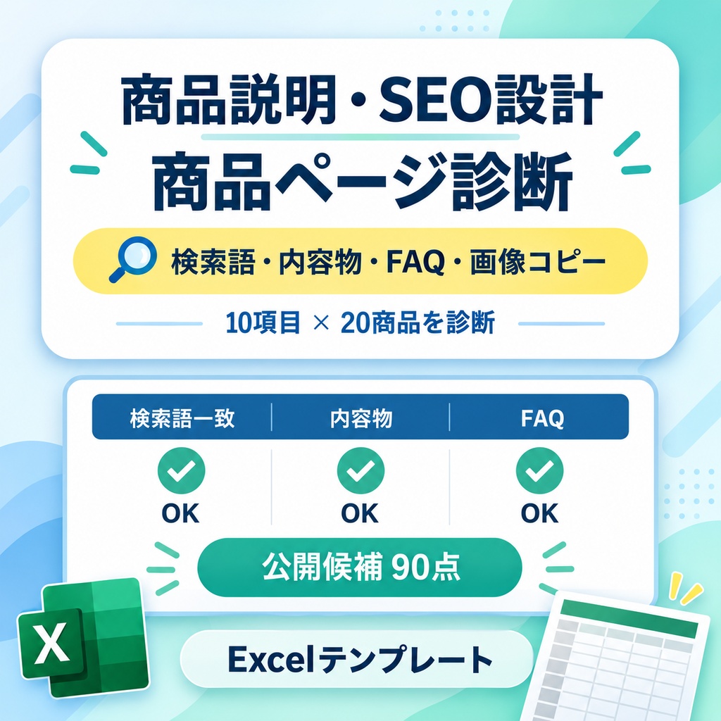 商品説明・SEO・商品ページ改善|競合調査・検索語・FAQ・改善実験