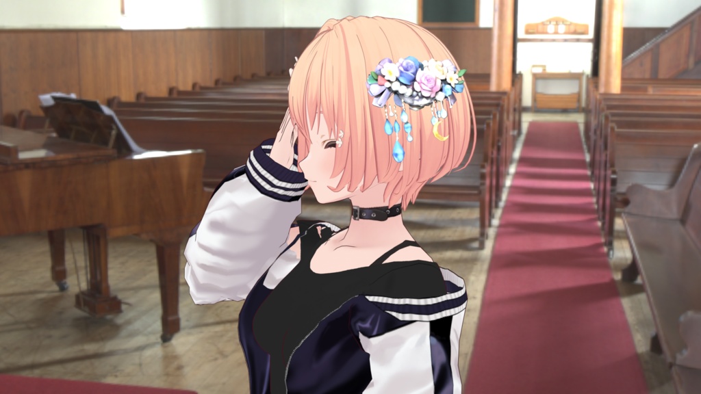 【VRChat対応】花飾り【月】【揺れ対応】