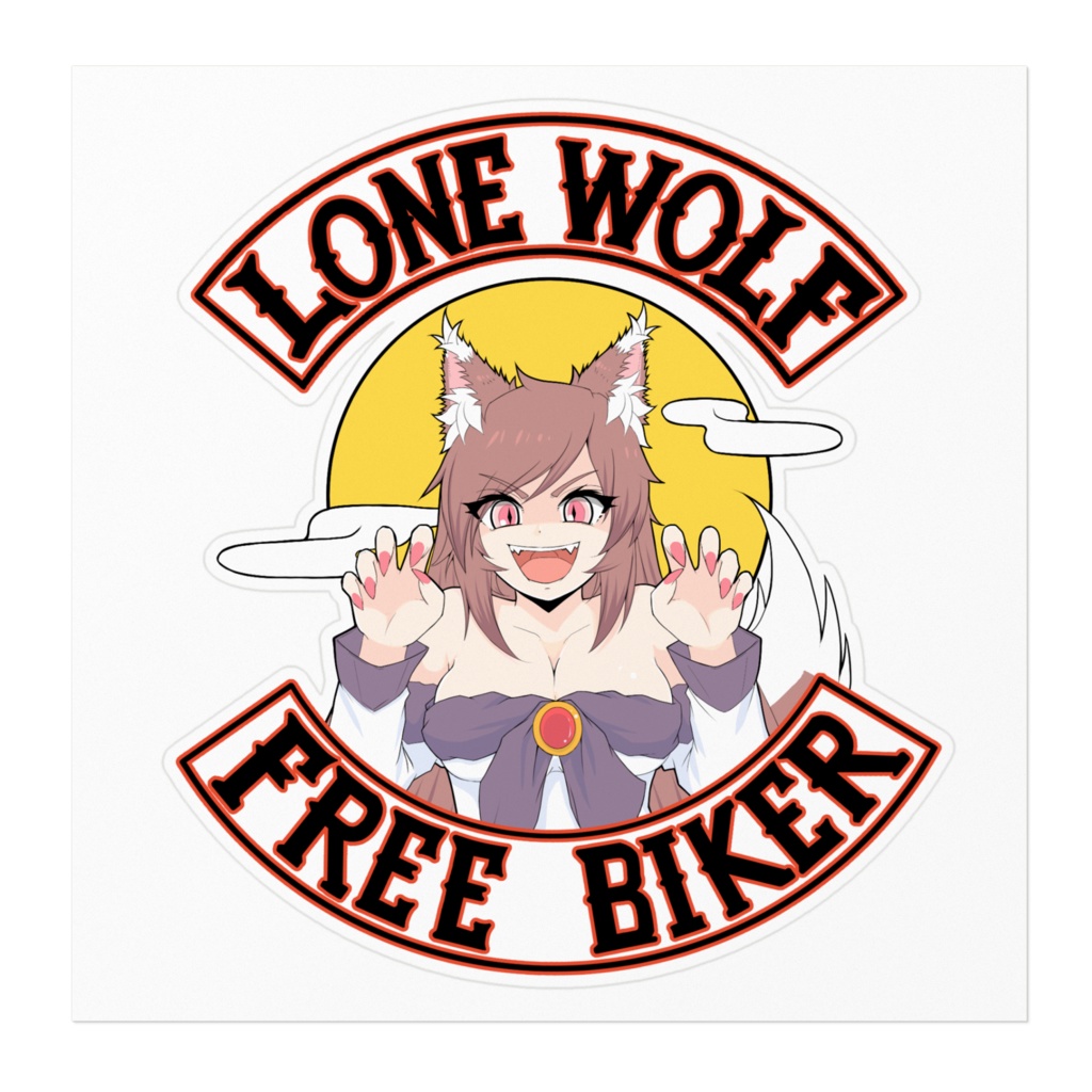 影狼ちゃんMCパッチ風ステッカー【ホワイト:160㎜サイズ】