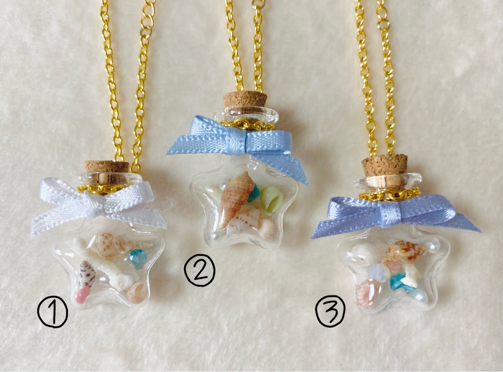 ちいさな貝がらの小瓶ポシェット