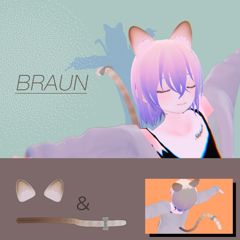 【無料/Free有】猫耳&尻尾【vrm用】