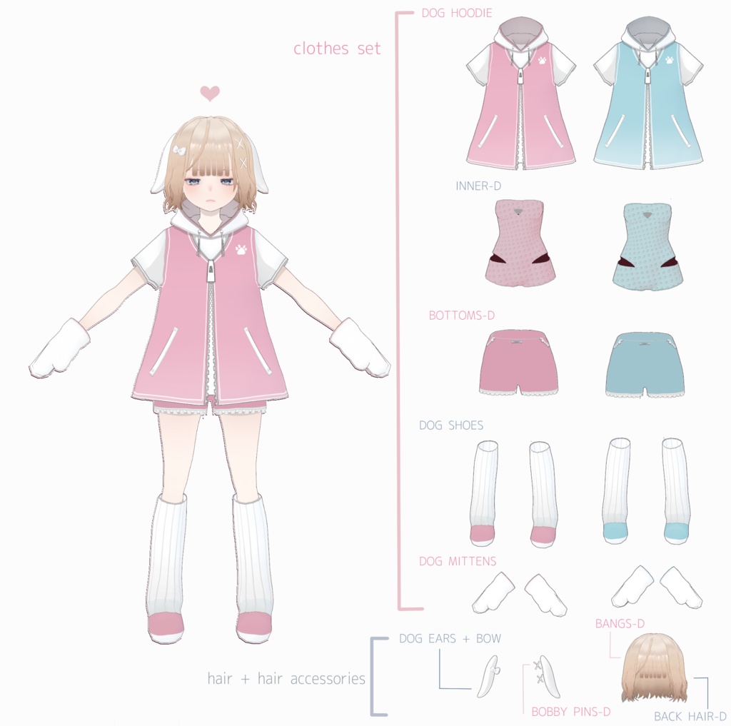 【Vroid】犬コスチュームとvrmモデル・dog cosplay girl【vrm】